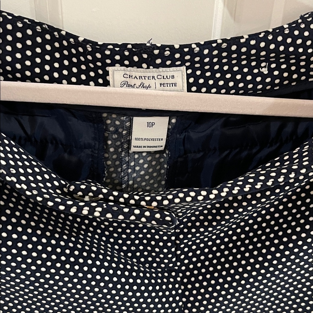 Charter Club Navy and White Polka Dot Pants